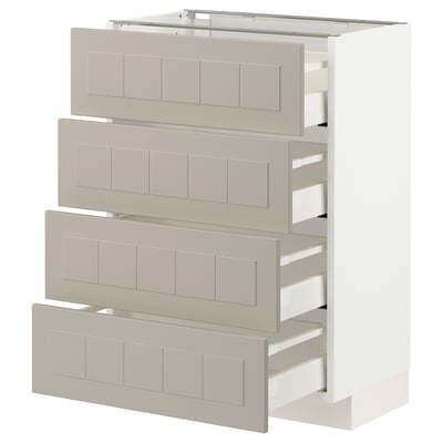METOD beige kitchen unit with four drawers, sleek design, soft-close feature.