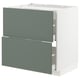 METOD kitchen unit in grey-green, rectangular with 2 drawers, modern design.
