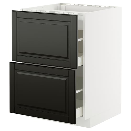 METOD kitchen unit: modern black & white, rectangular, two drawers.