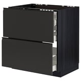 Modern black kitchen unit with two drawers, sleek design, soft-close feature.
