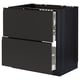 Modern black kitchen unit with two drawers, sleek design, soft-close feature.