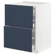METOD kitchen unit with blue axstad drawers. White frame, six shelves, modern design, sturdy construction.