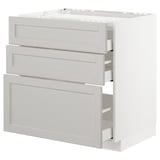 METOD grey kitchen cabinet, classic design, storage drawers, self-closing.