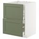 METOD kitchen cabinet in grey-green with two drawers. Modern, rectangular design.
