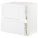 White METOD cabinet with open drawers, sleek, minimalist design.