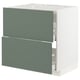 Grey-green drawer cabinet METOD, modern design with smooth runners.