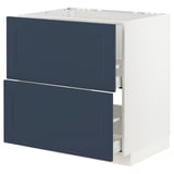 Ikea METOD kitchen unit with blue axstad drawers, rectangular shape, modern design.