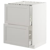 White METOD kitchen cabinet with bevelled edges, classic design, and multiple storage sections.