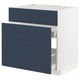 Blue METOD kitchen unit with two drawers. White cabinet frame, deep blue smooth drawer fronts.