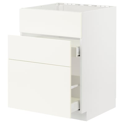 White METOD kitchen cabinet with smooth drawers and timeless design.