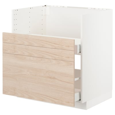 White METOD kitchen cabinet, light ash drawer, modern design.