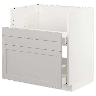 METOD kitchen cabinet, light grey, rectangular, classic design with beveled fronts.