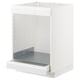 A white ikea METOD kitchen cabinet, featuring a drawer with a galvanized steel interior and smooth glide runners.