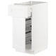 White METOD kitchen cabinet with smooth drawers and wire baskets for storage.