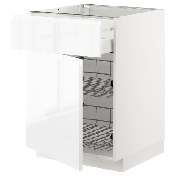 A white METOD kitchen cabinet with drawers and shelves.