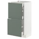 METOD kitchen unit, grey-green, white, slim, vertical, modern, with drawers.