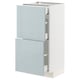 Ikea METOD kitchen unit in light blue with white drawers, sleek modern design.