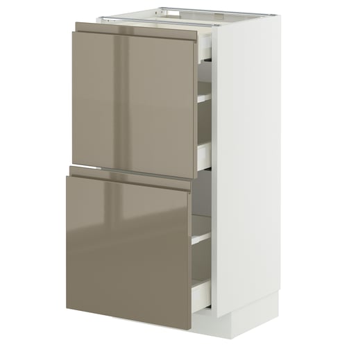Ikea METOD kitchen unit, high gloss dark grey-brown with drawers.