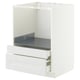 A white METOD kitchen cabinet unit with two drawers and an open shelf area. It a modern design with white panels and two functional drawers.