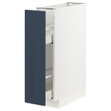 METOD kitchen unit in white with blue door, sleek and modern.