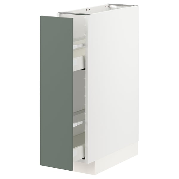 METOD kitchen unit - grey-green, rectangular with pull-out drawer.