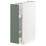 METOD kitchen unit - grey-green, rectangular with pull-out drawer.