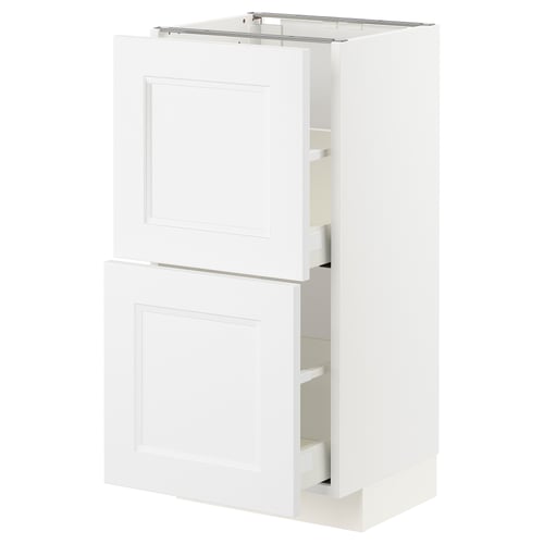 METOD kitchen cabinet in white with two drawers and a door, sleek and modern design.
