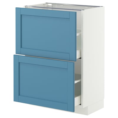 IKEA METOD blue-white cabinet unit with two drawers. Modern, rectangular design.