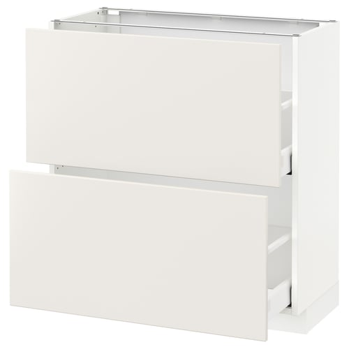 Ikea METOD kitchen unit in white with two drawers and a smooth design.