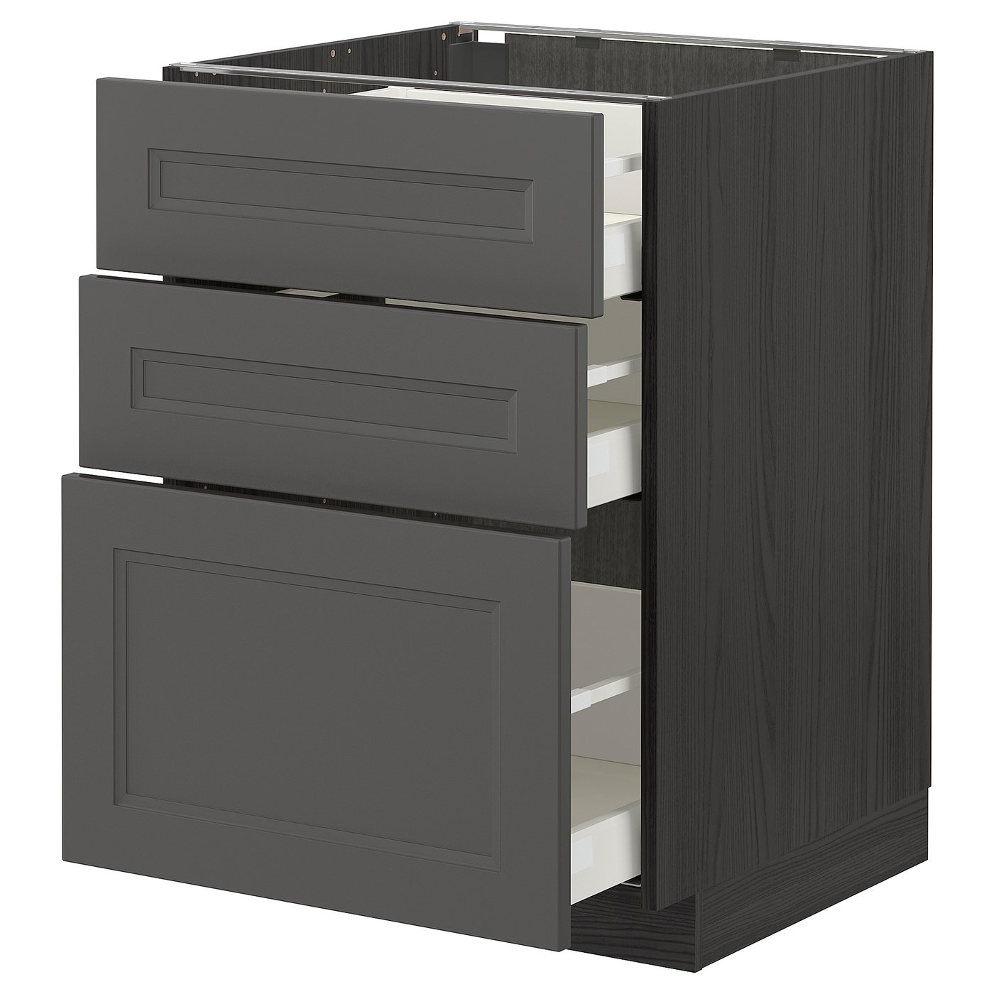 METOD / MAXIMERA base with 3 drawers, black/Axstad dark grey, 60x60 cm IKEA Ireland