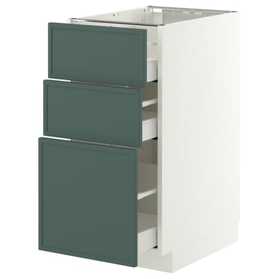 METOD / MAXIMERA Base cabinet with 3 drawers, white/Aspudden dark grey-green, 40x60 cm