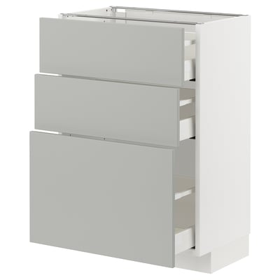 METOD kitchen unit: light grey, rectangular, 3 drawers, modern clean design.
