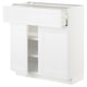 White METOD kitchen cabinet with one open shelf and drawer, sleek modern design.