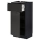 Modern kitchen cabinet in dark gray with a pull-out drawer and a door, featuring sleek, handle-less design and sturdy construction.