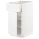 White METOD kitchen cabinet with drawer and shelves.