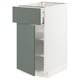 IKEA METOD kitchen unit with grey-green drawer, white cabinet, sleek modern design, sturdy and functional.