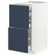 Ikea METOD kitchen unit with blue axstad drawers, rectangular, white frame.