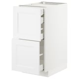 White METOD kitchen cabinet with three drawers, sleek design, modern yet traditional look.