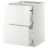 White kitchen cabinet, modern design, 3 drawers, high gloss finish.
