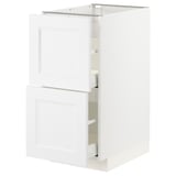 White METOD kitchen cabinet with drawers, sleek design.