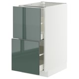 Modern grey-green high-gloss cabinet, part of ikeas METOD kitchen system.
