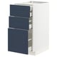 METOD kitchen cabinet with 3 blue drawers, modern design.