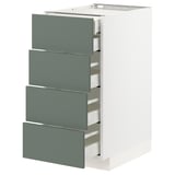 Modern kitchen cabinet with 4 grey-green drawers, sleek design, durable materials.