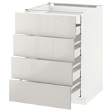 White modern kitchen unit, four level drawers, sleek design, glossy finish.
