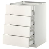 White METOD kitchen unit with four drawers, sleek design.