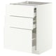 METOD / MAXIMERA Bc w pull-out work surface/3drw, white/Aspudden matt white, 60x60 cm