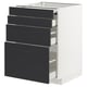 Option: This image shows a white and black kitchen cabinet unit with multiple drawers, featuring a sleek and modern design with a sturdy frame.