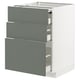 Modern kitchen unit, METOD, with grey-green drawers, white base, self-closing drawers, sleek design.