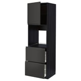 METOD black kitchen cabinet with 2 drawers and open shelf, modern design, sturdy yet sleek.