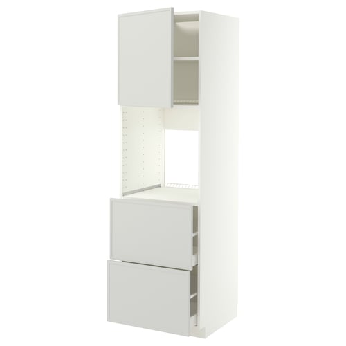 METOD / MAXIMERA Hi cab f ov w dr/2 frnts/2 hi drwrs, white/Aspudden light grey, 60x60x200 cm